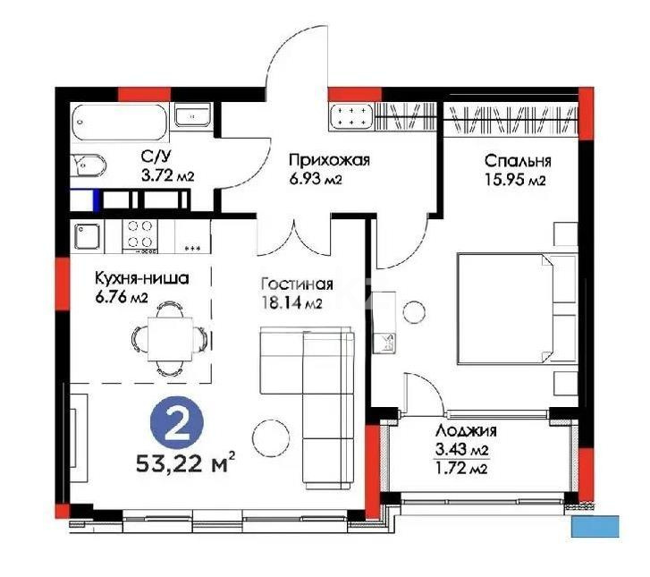 Продажа 2-комнатной квартиры, 54 м², ул. Мухамедханова, дом  4/3 - Продажа  двухкомнатных квартир в новостройках Астаны фото 1 из 1