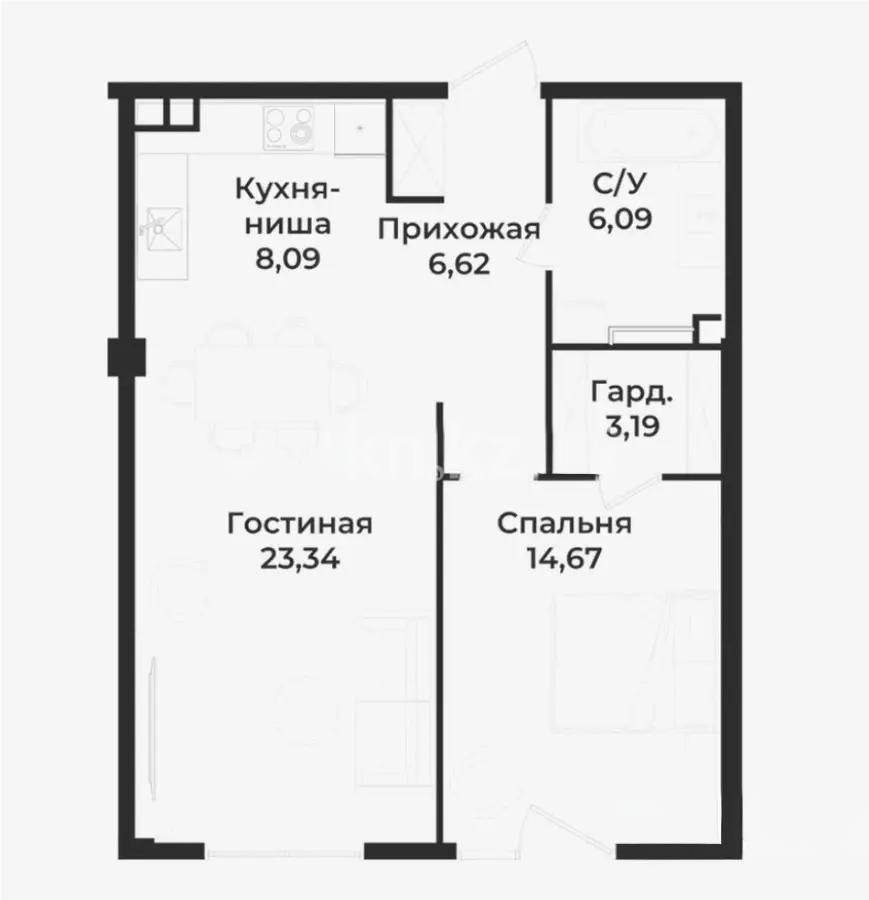 Продажа 2-комнатной квартиры, 59 м² в Алматы - фото 2