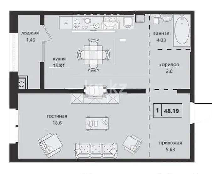 Продажа 2-комнатной квартиры, 48 м² - Продажа квартир в Алматы - страница 22 фото 3 из 3