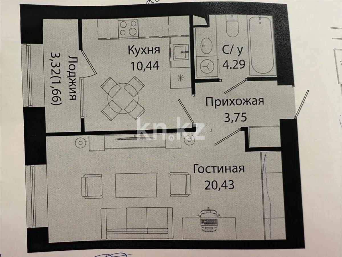 Продажа 1-комнатной квартиры, 40.52 м², ул. Нажимеденова, дом  28 - Продажа квартир в Астане фото 1 из 1