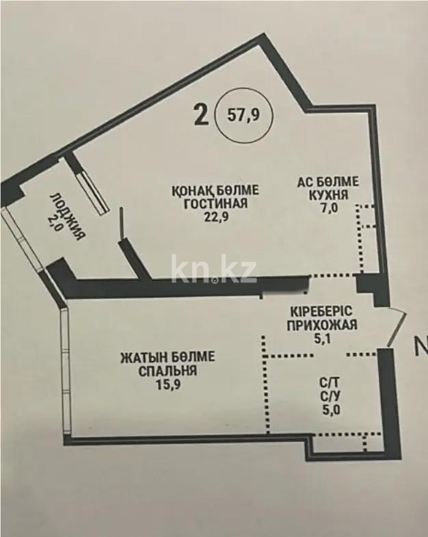 Продажа 2-комнатной квартиры, 58 м², пр. Аль-Фараби, дом  9 - Продажа квартир в Бостандыкском р-не Алматы фото 2 из 2