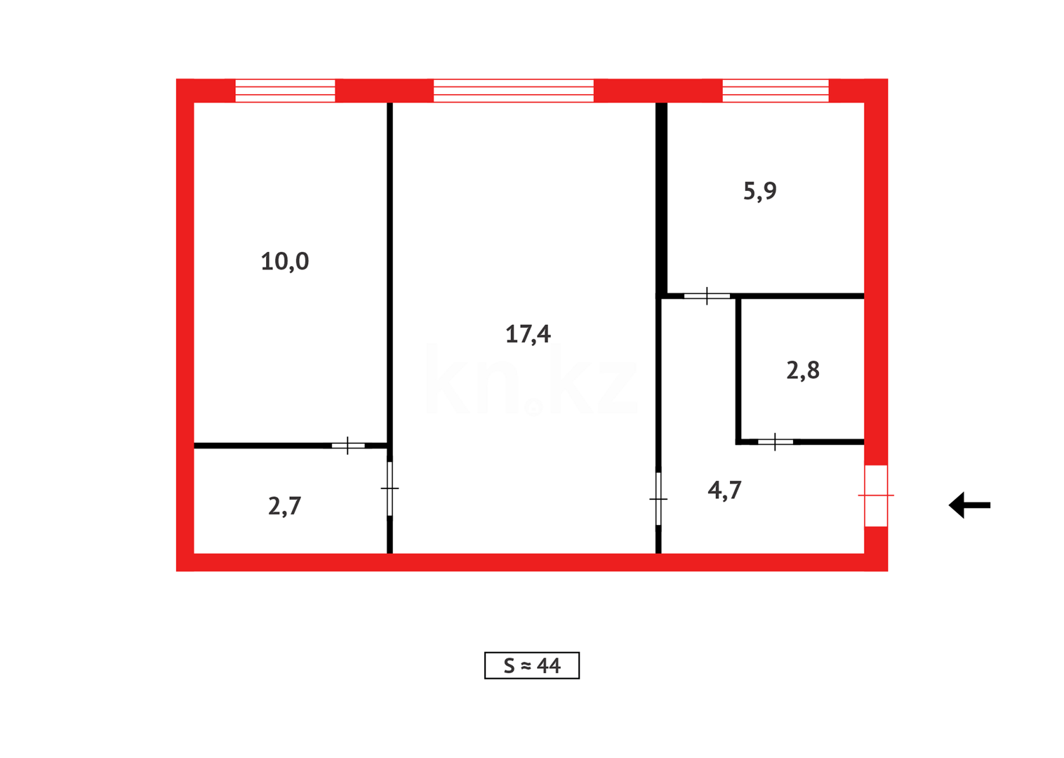 Продажа 2-комнатной квартиры, 43 м², пр. Момышулы в Темиртау - фото 13