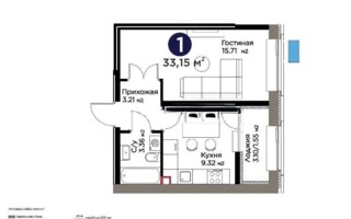 Продажа 1-комнатной квартиры, 33.15 м²