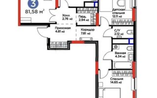 Продажа 3-комнатной квартиры, 82 м²