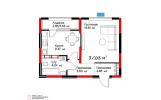 Продажа 1-комнатной квартиры, 38 м²