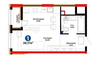 Продажа 1-комнатной квартиры, 28 м²