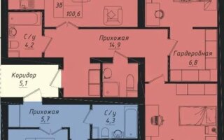 Продажа 3-комнатной квартиры, 90.6 м²