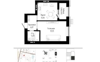 Продажа 1-комнатной квартиры, 41.09 м²