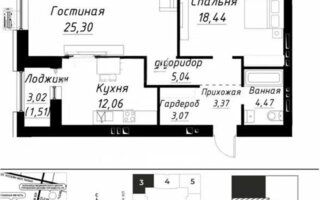 Продажа 2-комнатной квартиры, 73.26 м²