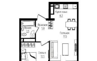 Продажа 2-комнатной квартиры, 46.6 м²