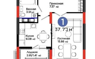 Продажа 1-комнатной квартиры, 38 м²