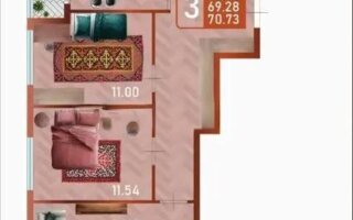 Продажа 3-комнатной квартиры, 70.73 м²