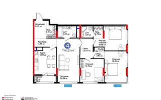 Продажа 4-комнатной квартиры, 114.91 м²