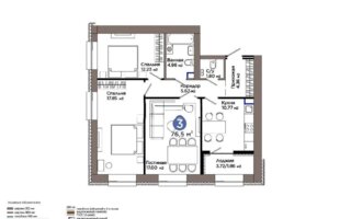 Продажа 3-комнатной квартиры, 76.5 м²