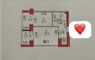 Продажа 1-комнатной квартиры, 41 м²
