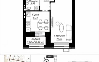 Продажа 1-комнатной квартиры, 38.59 м²