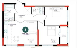 Продажа 3-комнатной квартиры, 76 м²
