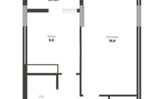 Продажа 1-комнатной квартиры, 41.5 м²