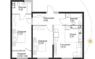 Продажа 3-комнатной квартиры, 76.15 м²