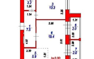 Продажа 2-комнатной квартиры, 53.3 м²