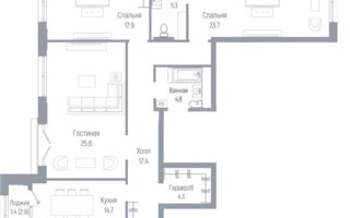 Продажа 3-комнатной квартиры, 115 м²
