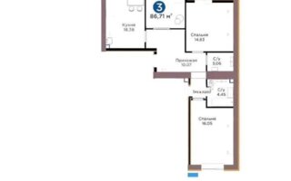 Продажа 3-комнатной квартиры, 86.72 м²