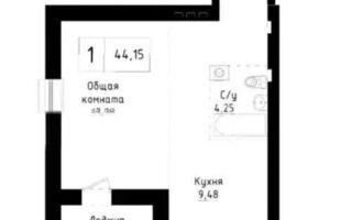 Продажа 1-комнатной квартиры, 44.15 м²