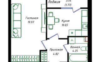 Продажа 1-комнатной квартиры, 42 м²