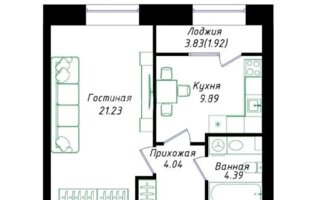 Продажа 1-комнатной квартиры, 42 м²