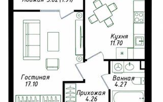 Продажа 1-комнатной квартиры, 39.24 м²