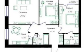 Продажа 3-комнатной квартиры, 84.43 м²