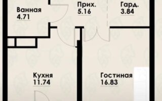 Продажа 1-комнатной квартиры, 45 м²