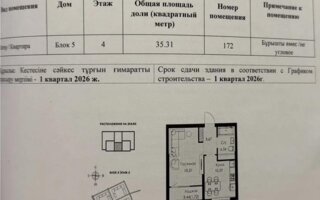 Продажа 1-комнатной квартиры, 35.31 м²