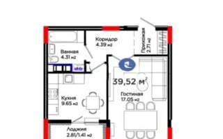 Продажа 1-комнатной квартиры, 39.52 м²