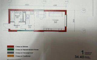 Продажа 1-комнатной квартиры, 34.4 м²