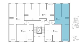 Продажа 2-комнатной квартиры, 75.9 м²
