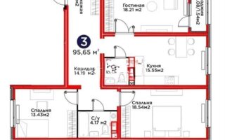 Продажа 3-комнатной квартиры, 95.9 м²