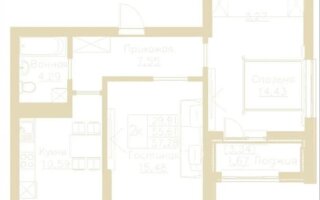 Продажа 2-комнатной квартиры, 57.28 м²