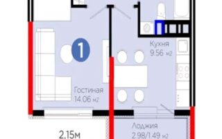 Продажа 1-комнатной квартиры, 32.81 м²