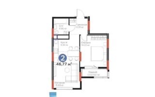 Продажа 2-комнатной квартиры, 46.77 м²