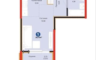 Продажа 1-комнатной квартиры, 28.7 м²