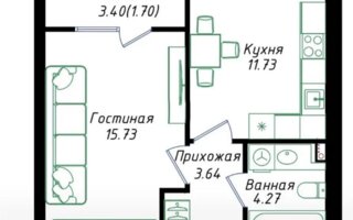 Продажа 1-комнатной квартиры, 37 м²