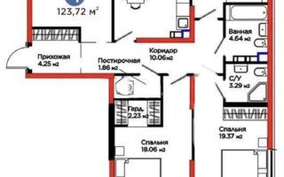 Продажа 4-комнатной квартиры, 123.72 м²