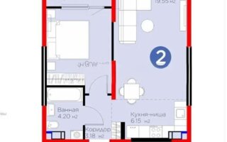 Продажа 2-комнатной квартиры, 46.95 м²