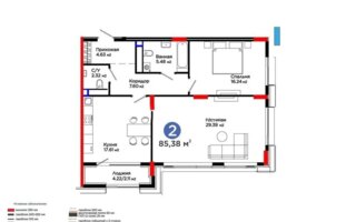 Продажа 2-комнатной квартиры, 85 м²