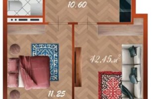 Продажа 2-комнатной квартиры, 42.45 м²