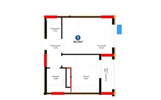 Продажа 1-комнатной квартиры, 36.7 м²