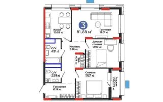 Продажа 3-комнатной квартиры, 81 м²