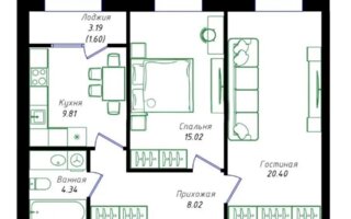 Продажа 2-комнатной квартиры, 60 м²