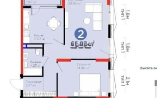 Продажа 2-комнатной квартиры, 65.97 м²